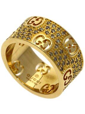 Gucci Icon Star Wide Diamond Ring 18k Yellow Gold